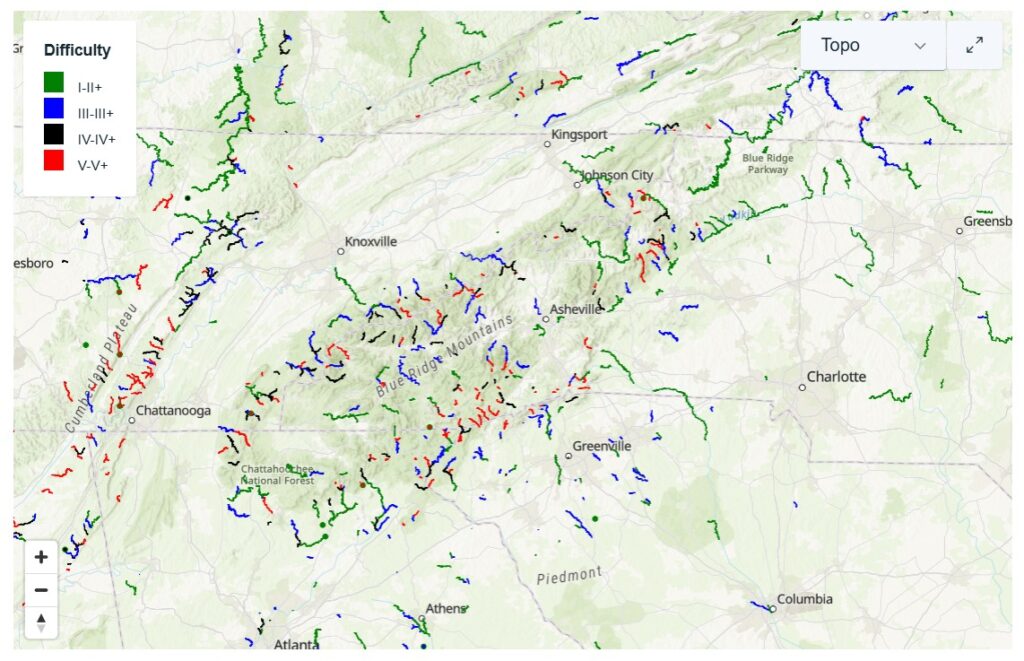 american whitewater map